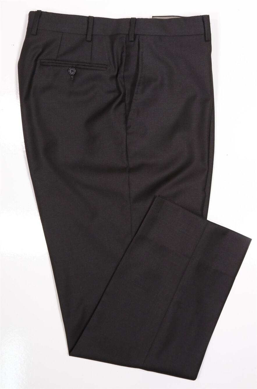 Ravazzolo Solid Charcoal Gray Super 150's Wool Flat Front Dress Pants 34x29
